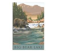 PUBDSKBLDE Plaque en métal - California San Bernardino Big Bear Lake - Décoration murale vintage pour maison, cuisine, bar, café, club, grotte - 30 x 43 cm
