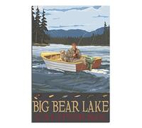 PUBDSKBLDE Plaque en métal California San Bernardino Big Bear Lake Fishing - Décoration murale vintage pour maison, cuisine, bar, café, club, grotte - 20 x 30 cm