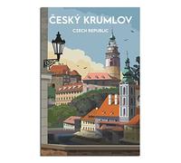 PUBDSKBLDE Plaque en métal de Krumlov République tchèque - Paysage urbain rétro - Décoration murale pour maison, cuisine, bar, café, club, grotte - 30 x 43 cm