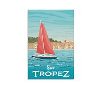 PUBDSKBLDE Plaque en métal - Motif yacht de France Saint Tropez - Décoration murale rétro - Pour maison, cuisine, bar, café, club, grotte - 20 x 30 cm