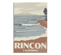 PUBDSKBLDE Plaque en métal Rincon California Beach - Décoration murale rétro pour maison, cuisine, bar, café, club, grotte - 30 x 43 cm