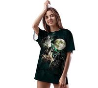 PUBDSKBLDE T-shirt pour homme et femme avec impression 3D tie-dye champignon, loup, chien, crâne, manches courtes, col rond, t-shirt graphique amusant, Green Wolf, 3XL