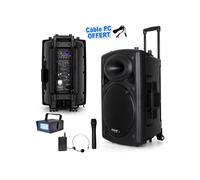 Public Adress mobile MP3 800W + 2 micros PORT15VHF-BT + Câble PC + 2 Mini Strobes LytOr