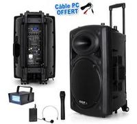 Public Adress mobile MP3 800W + 2 micros PORT15VHF-BT + Câble PC + 2 Mini Strobes LytOr