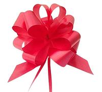 Publilancio SRL 50 PIÈCES Cocarde Rosettes Rouge autotiranti 3 CM Mariage Voiture Maison Noces baptême Remise de diplômes Communion Course Ruban