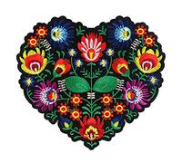 Publisit Grand Patch Thermocollant, 18 x 20 cm, Fleurs, Coeur, Ecusson Thermocollant ou Ecusson À Coudre, Pour Vêtement T-SHIRT Jeans Veste, Taille unique