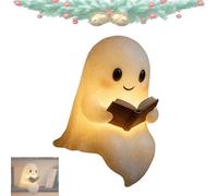 Pubyfun/Fanyil Glowspirit, Sheremart Glowspirit, Cute Ghost Reading Book Lamp, Funny Warm Lighted LED Indoor Figurine Lamps-for Party Bedroom Study Room Reading Ornament (5.51 In)