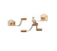 Pucaru Arbre A Chat Mural, Escaliers Muraux en Bois pour Chat, Charge Maximale 20 Kg, pour Chats Adultes, pour Chats et Escalade(9pcs)