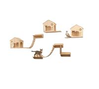 Pucaru Arbre A Chat Mural, Escaliers Muraux en Bois pour Chat, Charge Maximale 20 Kg, pour Chats Adultes, pour Chats et Escalade(10pcs)