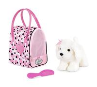 Pucci Pups - Sac à Pois Rose avec Chiot Maltais - Chien-Jouet - Chiot en Peluche - Porte-Chien - Jouet Maltais - 3 Ans et +