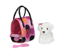Pucci Pups - Sac en Peluche à Gros Pois & Bichon Frise - Animal en Peluche Puppy avec Accessoires - Chiot rembourré Bichon Frisé - Peigne et Porte-Monnaie - 2 Ans et +