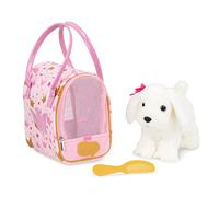 Pucci Pups - Sac Glam à Couronne Rose et Chiot Maltais - Chien-Jouet - Chiot en Peluche - Porte-Chien - Jouet Maltais - 3 Ans et +
