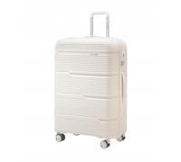 PUCCINI Casablanca Valise à Main (M/L/XL) Valise Rigide en polypropylène avec 4 roulettes rotatives Serrure à Combinaison, légère et Robuste, poignée télescopique Stable, Sangles croisées, Blanc., XL