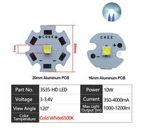 Puce Led Perles 3w Xpe 5w Xical2 Xml T6 Xml2 Xgardens 70xgardens 90xgardens 110 3a Snap9a 10a 24a 18w 24w 45w 72w Dc3-5v Dc6-8v 24v Lampe De Poche - Type 10w Xpl Hd 3v-With 16mm Size