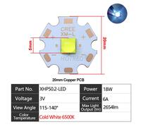 Puce Led Perles 3w Xpe 5w Xical2 Xml T6 Xml2 Xgardens 70xgardens 90xgardens 110 3a Snap9a 10a 24a 18w 24w 45w 72w Dc3-5v Dc6-8v 24v Lampe De Poche - Type 18w Xhp50.2 3v 6a-With 20mm Size