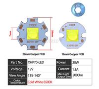 Puce Led Perles 3w Xpe 5w Xical2 Xml T6 Xml2 Xgardens 70xgardens 90xgardens 110 3a Snap9a 10a 24a 18w 24w 45w 72w Dc3-5v Dc6-8v 24v Lampe De Poche - Type 20w Xhp70 12v 1.5a-With 20mm Size