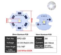 Puce Led Perles 3w Xpe 5w Xical2 Xml T6 Xml2 Xgardens 70xgardens 90xgardens 110 3a Snap9a 10a 24a 18w 24w 45w 72w Dc3-5v Dc6-8v 24v Lampe De Poche - Type 3w Xpe2 3v 0.7a-With 16mm Size