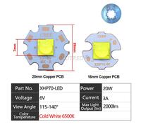 Puce Led Perles 3w Xpe 5w Xical2 Xml T6 Xml2 Xgardens 70xgardens 90xgardens 110 3a Snap9a 10a 24a 18w 24w 45w 72w Dc3-5v Dc6-8v 24v Lampe De Poche - Type 20w Xhp70 6v 3a-With 16mm Size