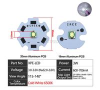 Puce Led Perles 3w Xpe 5w Xical2 Xml T6 Xml2 Xgardens 70xgardens 90xgardens 110 3a Snap9a 10a 24a 18w 24w 45w 72w Dc3-5v Dc6-8v 24v Lampe De Poche - Type 3w Xpe 3v 0.7a-With 20mm Size