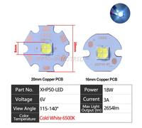Puce Led Perles 3w Xpe 5w Xical2 Xml T6 Xml2 Xgardens 70xgardens 90xgardens 110 3a Snap9a 10a 24a 18w 24w 45w 72w Dc3-5v Dc6-8v 24v Lampe De Poche - Type 18w Xhp50 6v 3a-With 16mm Size