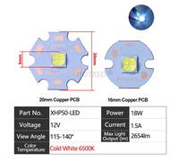 Puce Led Perles 3w Xpe 5w Xical2 Xml T6 Xml2 Xgardens 70xgardens 90xgardens 110 3a Snap9a 10a 24a 18w 24w 45w 72w Dc3-5v Dc6-8v 24v Lampe De Poche - Type 18w Xhp50 12v 1.5a-With 16mm Size