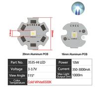 Puce Led Perles 3w Xpe 5w Xical2 Xml T6 Xml2 Xgardens 70xgardens 90xgardens 110 3a Snap9a 10a 24a 18w 24w 45w 72w Dc3-5v Dc6-8v 24v Lampe De Poche - Type 10w Xpl Hi 3v-With 20mm Size