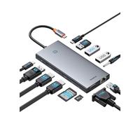 【Puce Optimisée】 Baseus Docking Station USB C, 13-in-1 Hub, 2 HDMI 4K@60Hz, DisplayPort, VGA, USB 3.1 10Gbps, PD100W, Ethernet pour Ordinateur Portable