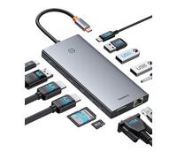 【Puce Optimisée】 Baseus Docking Station USB C, 13-in-1 Hub, 2 HDMI 4K@60Hz, DisplayPort, VGA, USB 3.1 10Gbps, PD100W, Ethernet pour Ordinateur Portable