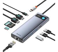 [Puce Optimisée] Baseus Station d'accueil 4K@120 Hz 9 en 1, 2 HDMI Double écran, 1000 Mbp Ethernet, 100 W PD, Lecteur de Carte TF/SD, 3 USB, Adaptateur multiport