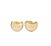 Puces d'oreilles en quartz rose naturel de qualité exceptionnelle, montées sur argent sterling 925 plaqué or | Forme demi-lune, style minimaliste | LK_VSTD_0415