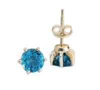 Puces d'oreilles en topaze bleue suisse naturelle de qualité exceptionnelle, montées sur argent sterling 925 plaqué argent | Forme ronde, style minimaliste pour femme | LK_VSTD_0156