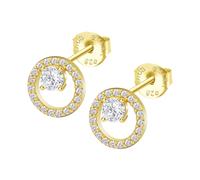 Puces D'oreilles Lotus Silver Cercle Doré Empierré