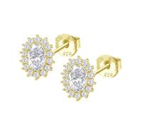 Puces D'oreilles Lotus Silver Marguerite Doré/Blanc