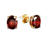 Puces d'oreilles ovales en grenat naturel de qualité exceptionnelle, montées sur argent sterling 925 plaqué or | Style minimaliste | LK_VSTD_0003