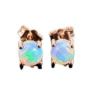 Puces d'oreilles ovales en opale naturelle de qualité exceptionnelle, montées sur argent sterling 925 plaqué or | Style minimaliste | LK_VSTD_0058