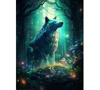 PUCHEN 5D DIY Diamant Peinture Kits, Loup errant dans la forêt,K,50 * 70cm Broderie Diamant Art Painting Kit Complet, Canevas Diamond Point de Croix Painting par Numéros pour Adultes Enfants Décor