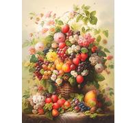 PUCHEN Kits de Point de Croix Estampé Bricolage, Récolte de fruits, H Kit Canevas Complet Avec Fils au Point de Croix, Broderie Point de Croix Kit Adulte Debutant