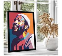 PUCHENGP Poster Photo De Marvin Gaye Star De La Musique Portrait Vintage Sur Toile Décoration Intérieure 50 * 70 Sans Cadre