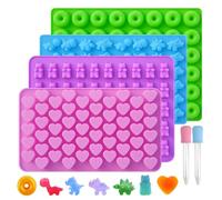 PUCIO Ours Moules à Bonbons En Silicone Lot De 4 Moules à Chocolat En Silicone Réutilisables Avec 2 Compte Gouttes Moules à Forme De Oursons Bonbons Cœur Pour Faire Gelée Chocolat Muffin