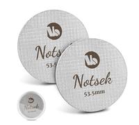 Puck Screen Lot de 2 passoires à expresso 54 mm d'épaisseur 1 mm/1,7 mm d'épaisseur pour porte-filtre, 150 μm, acier inoxydable 316, écran de 54 mm, avec boîte de rangement en acrylique, porte-filtre