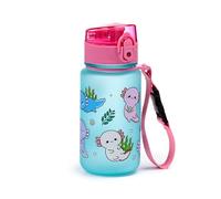 Puckator Adoramals Axolotl Pop Top Bouteille incassable 350 ml - Bouteille d'eau active isotherme réutilisable pour filles et garçons avec une poignée de transport et une paille - Sans BPA - Pour