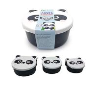 Puckator Adoramals Lot de 3 boîtes à déjeuner en forme de panda - Boîte à déjeuner avec plusieurs compartiments - Petits récipients alimentaires - Boîte à déjeuner pour adultes et enfants - Boîte à