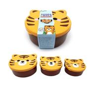 Puckator Adoramals Lot de 3 boîtes à déjeuner en forme de tigre - Boîte à déjeuner avec plusieurs compartiments - Petits récipients alimentaires - Boîte à déjeuner pour adultes et enfants - Boîte à