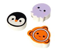 Puckator Adoramals Lot de 3 gommes Pingouin, pieuvre et poisson clown - Ensemble de papeterie en caoutchouc - Remplisseurs de sacs de fête pour filles et garçons - Lot de gommes - Gommes à crayons -