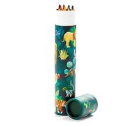 Puckator Animal Kingdom Grand pot à crayons avec 12 crayons de couleur Mignon Papeterie scolaire Rouleau de crayons de couleur pour adultes