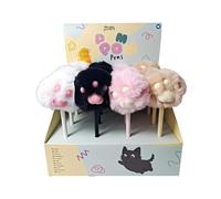 Puckator Beans & Co Lot de stylos à pointe fine avec pompon en forme de chat avec pointe fine et dessus en forme de patte duveteuse - Ensemble de stylos noirs pour le bureau, l'écriture, l'université