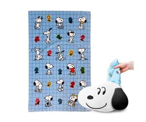 Puckator Blankeazzz Peanuts Snoopy & Woodstock 2 en 1 Peluche et Couverture de Voyage - Accessoires Essentiels de Voyage pour Femmes et Enfants - Couverture Douce, Chaude