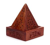 Puckator Boîte Cône d'Encens Bois de Sheesham Pyramide avec Chantournée Marron 10 x 9 x 9 cm