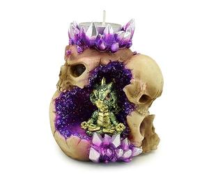 Puckator Bougeoir - Bébé Dragon des Éléments - Crâne avec Cristaux