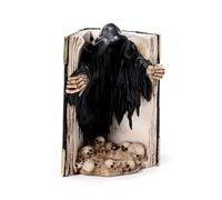 Puckator Bougeoir - La Noire Moissonneuse et Livre de la Mort avec Crânes - Sculpture en Résine Ornementale - Figurine Accessoire Gothique pour Maison et Halloween